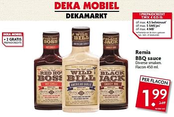 Aanbiedingen Remia bbq sauce - Remia - Geldig van 03/08/2014 tot 09/08/2014 bij Deka Markt