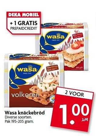 Aanbiedingen Wasa knäckebröd - Wasa - Geldig van 03/08/2014 tot 09/08/2014 bij Deka Markt