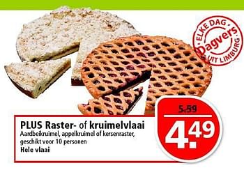 Aanbiedingen Plus raster- of kruimelvlaai - Huismerk - Plus - Geldig van 03/08/2014 tot 09/08/2014 bij Plus