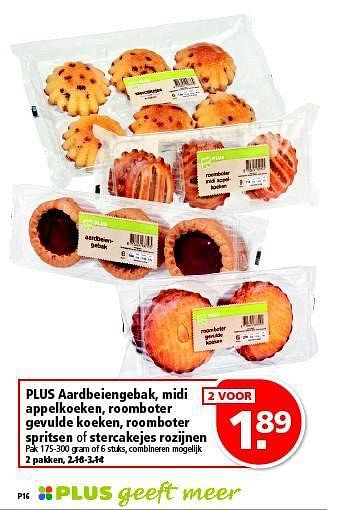 Aanbiedingen Plus aardbeiengebak,midi appelkoeken,roomboter gevulde koeken - Huismerk - Plus - Geldig van 03/08/2014 tot 09/08/2014 bij Plus
