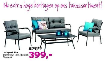 Aanbiedingen Loungeset pisa - Huismerk - Leen Bakker - Geldig van 03/08/2014 tot 16/08/2014 bij Leen Bakker