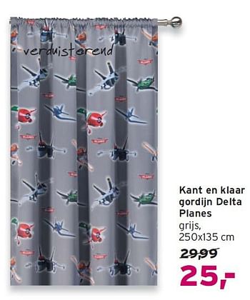 Aanbiedingen Kant en klaar gordijn delta planes - Huismerk - Leen Bakker - Geldig van 03/08/2014 tot 16/08/2014 bij Leen Bakker