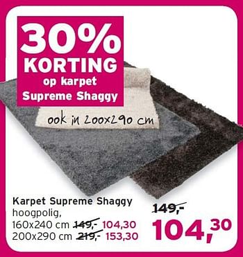 Aanbiedingen Karpet supreme shaggy - Huismerk - Leen Bakker - Geldig van 03/08/2014 tot 16/08/2014 bij Leen Bakker
