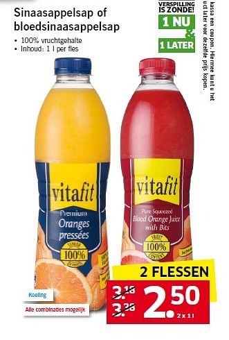 Aanbiedingen Sinaasappelsap of bloedsinaasappelsap - Vitafit - Geldig van 04/08/2014 tot 06/08/2014 bij Lidl