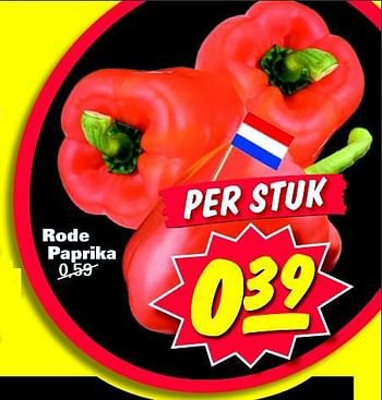 Aanbiedingen Rode paprika - Huismerk - Nettorama - Geldig van 04/08/2014 tot 10/08/2014 bij Nettorama