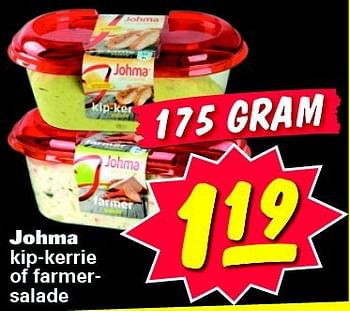 Aanbiedingen Johma kip-kerrie of farmersalade - Johma - Geldig van 04/08/2014 tot 10/08/2014 bij Nettorama