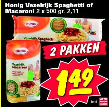 Aanbiedingen Honig vezelrijk spaghetti of macaroni - Honig - Geldig van 04/08/2014 tot 10/08/2014 bij Nettorama