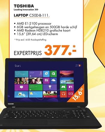Aanbiedingen Toshiba laptop c50d-b-111 - Toshiba - Geldig van 04/08/2014 tot 10/08/2014 bij Expert