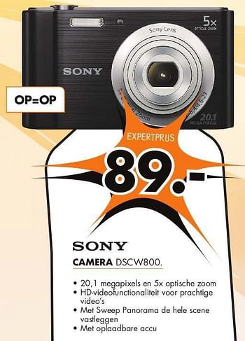Aanbiedingen Sony camera dscw800 - Sony - Geldig van 04/08/2014 tot 10/08/2014 bij Expert