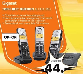 Aanbiedingen Gigaset triple dect telefoon al130a trio - Gigaset - Geldig van 04/08/2014 tot 10/08/2014 bij Expert