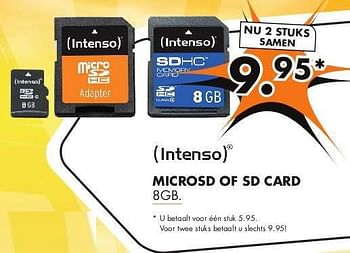 Aanbiedingen Intenso microsd of sd card 8gb - Intenso - Geldig van 04/08/2014 tot 10/08/2014 bij Expert