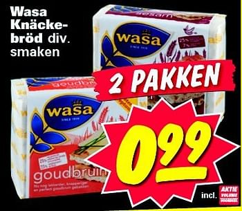 Aanbiedingen Wasa knäckebröd div. smaken - Wasa - Geldig van 04/08/2014 tot 10/08/2014 bij Nettorama