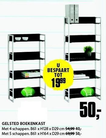 Aanbiedingen Gelsted boekenkast met 5 schappen - Huismerk - Jysk - Geldig van 04/08/2014 tot 17/08/2014 bij Jysk
