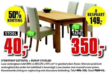 Aanbiedingen Stenstrup eettafel + borup stoelen - Huismerk - Jysk - Geldig van 04/08/2014 tot 17/08/2014 bij Jysk