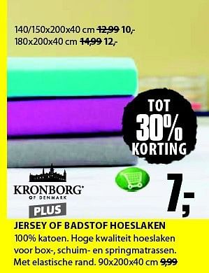 Aanbiedingen Jersey of badstof hoeslaken - Kronborg - Geldig van 04/08/2014 tot 17/08/2014 bij Jysk