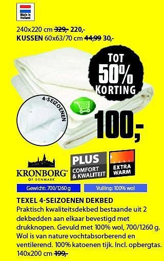 Aanbiedingen Texel 4-seizoenen dekbed - Kronborg - Geldig van 04/08/2014 tot 17/08/2014 bij Jysk