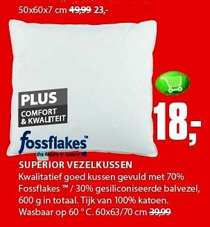 Aanbiedingen Superior vezelkussen - Fossflakes - Geldig van 04/08/2014 tot 17/08/2014 bij Jysk