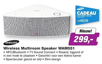 Aanbiedingen Samsung wireless multiroom speaker wam551 - Samsung - Geldig van 04/08/2014 tot 17/08/2014 bij ElectronicPartner