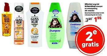 Aanbiedingen Gliss kur totaal en schwarzkopf shampoo en crèmespoeling alle varianten - Schwartzkopf - Geldig van 04/08/2014 tot 17/08/2014 bij Etos