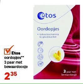 Aanbiedingen Etos oordopjes 3 paar met bewaardoosje - Huismerk - Etos - Geldig van 04/08/2014 tot 17/08/2014 bij Etos
