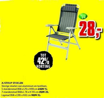 Aanbiedingen Ajstrup stoelen 7-standenstoel - Huismerk - Jysk - Geldig van 04/08/2014 tot 17/08/2014 bij Jysk