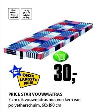 Aanbiedingen Price star vouwmatras - Huismerk - Jysk - Geldig van 04/08/2014 tot 17/08/2014 bij Jysk