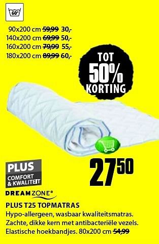 Aanbiedingen Plus t25 topmatras - DreamZone - Geldig van 04/08/2014 tot 17/08/2014 bij Jysk
