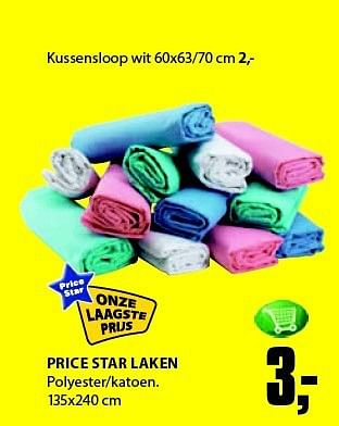 Aanbiedingen Price star laken polyester-katoen - Huismerk - Jysk - Geldig van 04/08/2014 tot 17/08/2014 bij Jysk