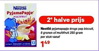 Aanbiedingen Nestlé pyjamapapje droge pap biscuit, 8 granen of multifruit - Nestlé - Geldig van 04/08/2014 tot 17/08/2014 bij Etos