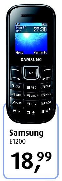 Aanbiedingen Samsung e1200 - Samsung - Geldig van 04/08/2014 tot 31/08/2014 bij Belcompany