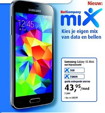 Aanbiedingen Samsung galaxy s5 mini - Samsung - Geldig van 04/08/2014 tot 31/08/2014 bij Belcompany