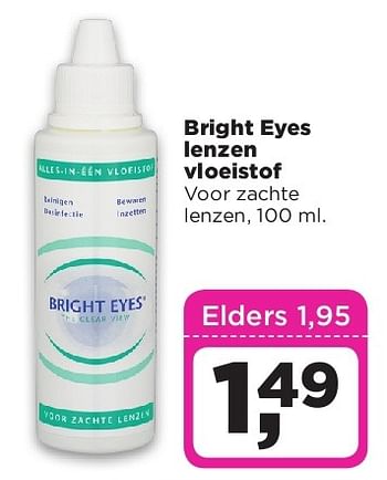 Aanbiedingen Bright eyes lenzen vloeistof - Bright Light - Geldig van 05/08/2014 tot 11/08/2014 bij Dirx Drogisterijen