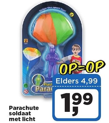 Aanbiedingen Parachute soldaat met licht - Huismerk - Dirx Drogisterijen - Geldig van 05/08/2014 tot 11/08/2014 bij Dirx Drogisterijen