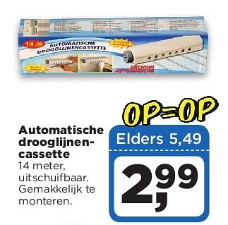 Aanbiedingen Automatische drooglijnencassette - Huismerk - Dirx Drogisterijen - Geldig van 05/08/2014 tot 11/08/2014 bij Dirx Drogisterijen