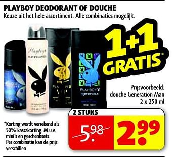 Aanbiedingen Douche generation man - Playboy - Geldig van 05/08/2014 tot 17/08/2014 bij Kruidvat