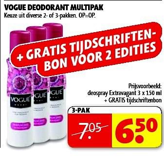 Aanbiedingen Deospray extravagant + gratis tijdschriftenbon - Vogue - Geldig van 05/08/2014 tot 17/08/2014 bij Kruidvat
