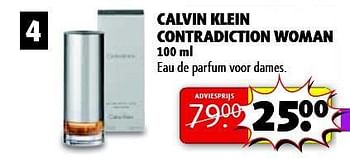 Aanbiedingen Calvin klein contradiction woman - Calvin Klein - Geldig van 05/08/2014 tot 17/08/2014 bij Kruidvat