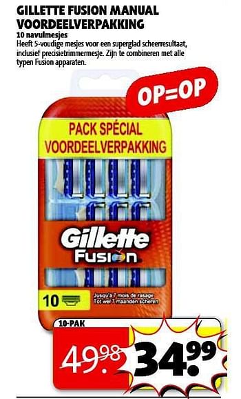 Aanbiedingen Gillette fusion manual voordeelverpakking - Gillette - Geldig van 05/08/2014 tot 17/08/2014 bij Kruidvat
