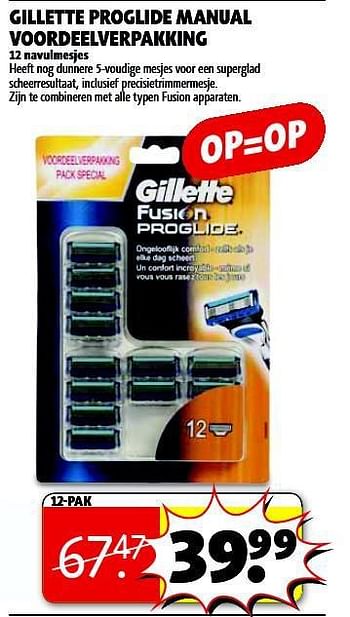 Aanbiedingen Gillette proglide manual voordeelverpakking - Gillette - Geldig van 05/08/2014 tot 17/08/2014 bij Kruidvat