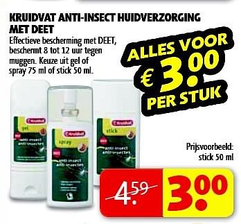 Aanbiedingen Kruidvat anti-insect huidverzorging met deet - Huismerk - Kruidvat - Geldig van 05/08/2014 tot 17/08/2014 bij Kruidvat