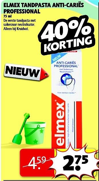 Aanbiedingen Elmex tandpasta anti-cariës professional - Elmex - Geldig van 05/08/2014 tot 17/08/2014 bij Kruidvat
