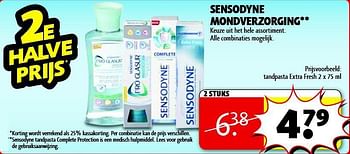 Aanbiedingen Tandpasta extra fresh - Sensodyne - Geldig van 05/08/2014 tot 17/08/2014 bij Kruidvat