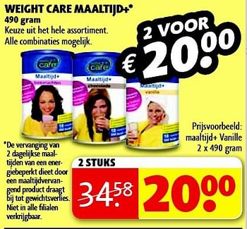 Aanbiedingen Maaltijd+ vanille - Weight Care - Geldig van 05/08/2014 tot 17/08/2014 bij Kruidvat