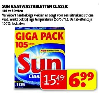 Aanbiedingen Sun vaatwastabletten classic - Sun - Geldig van 05/08/2014 tot 17/08/2014 bij Kruidvat