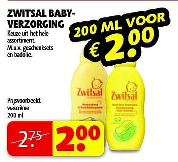 Aanbiedingen Zwitsal babyverzorging - Zwitsal - Geldig van 05/08/2014 tot 17/08/2014 bij Kruidvat