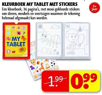 Aanbiedingen Kleurboek my tablet metstickers - Huismerk - Kruidvat - Geldig van 05/08/2014 tot 17/08/2014 bij Kruidvat
