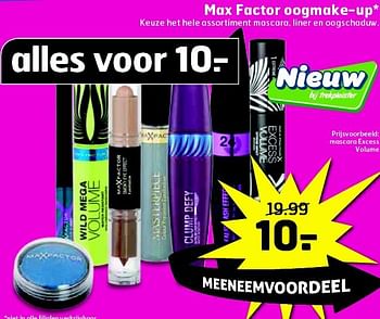 Aanbiedingen Mascara excess volume - Max Factor - Geldig van 05/08/2014 tot 17/08/2014 bij Trekpleister