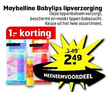 Aanbiedingen Maybelline babylips lipverzorging - Maybelline - Geldig van 05/08/2014 tot 17/08/2014 bij Trekpleister