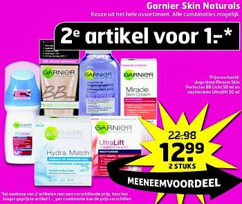 Aanbiedingen Garnier skin naturals - Garnier - Geldig van 05/08/2014 tot 17/08/2014 bij Trekpleister