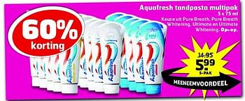 Aanbiedingen Aquafresh tandpasta multipak - Aquafresh - Geldig van 05/08/2014 tot 17/08/2014 bij Trekpleister